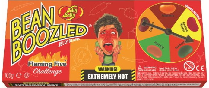 Saldainiai JELLY BELLY Bean Boozled Flaming Five Spinner Box, 100